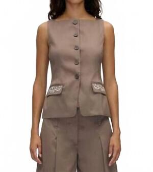 NEW STINE GOYA women's embroidered vest in paisley